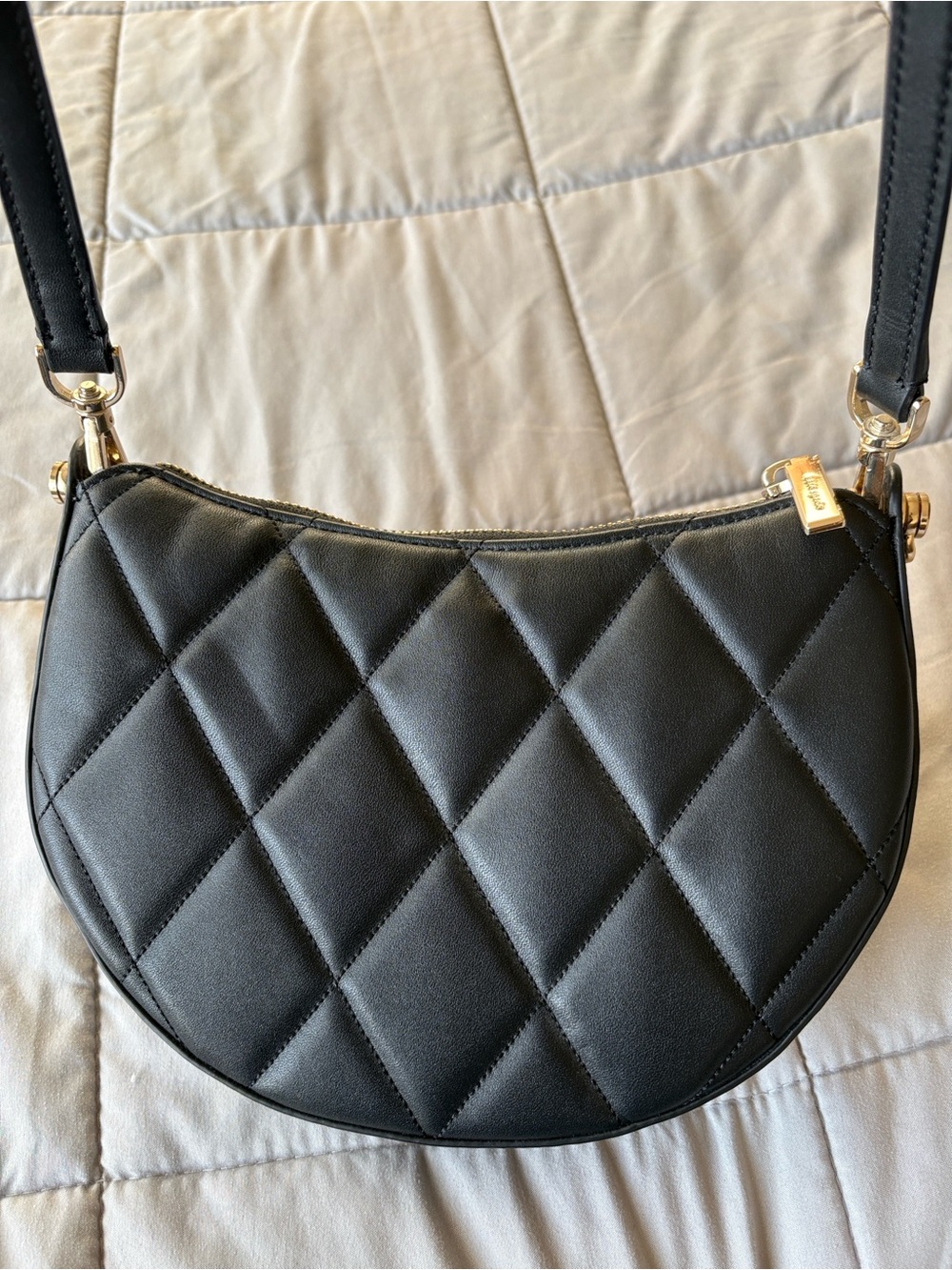 kate spade Black Quilted Leather Shoulder Bag with Gold Chain - Picture 4 of 8